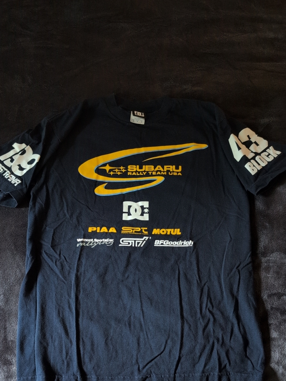 Subaru Rally Ken Block Travis Pastrana Team USA Navy Graphic Tee